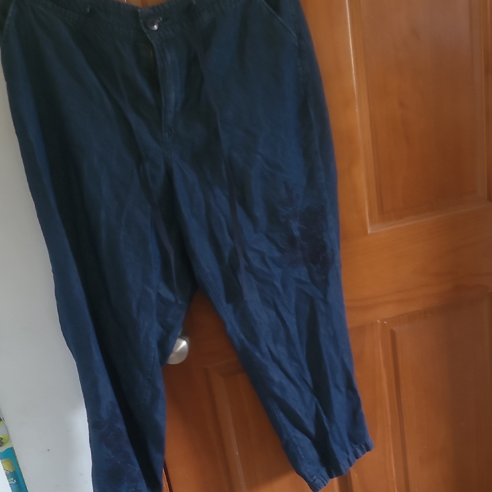 Women Navy Blue Denim Jean Drawstring